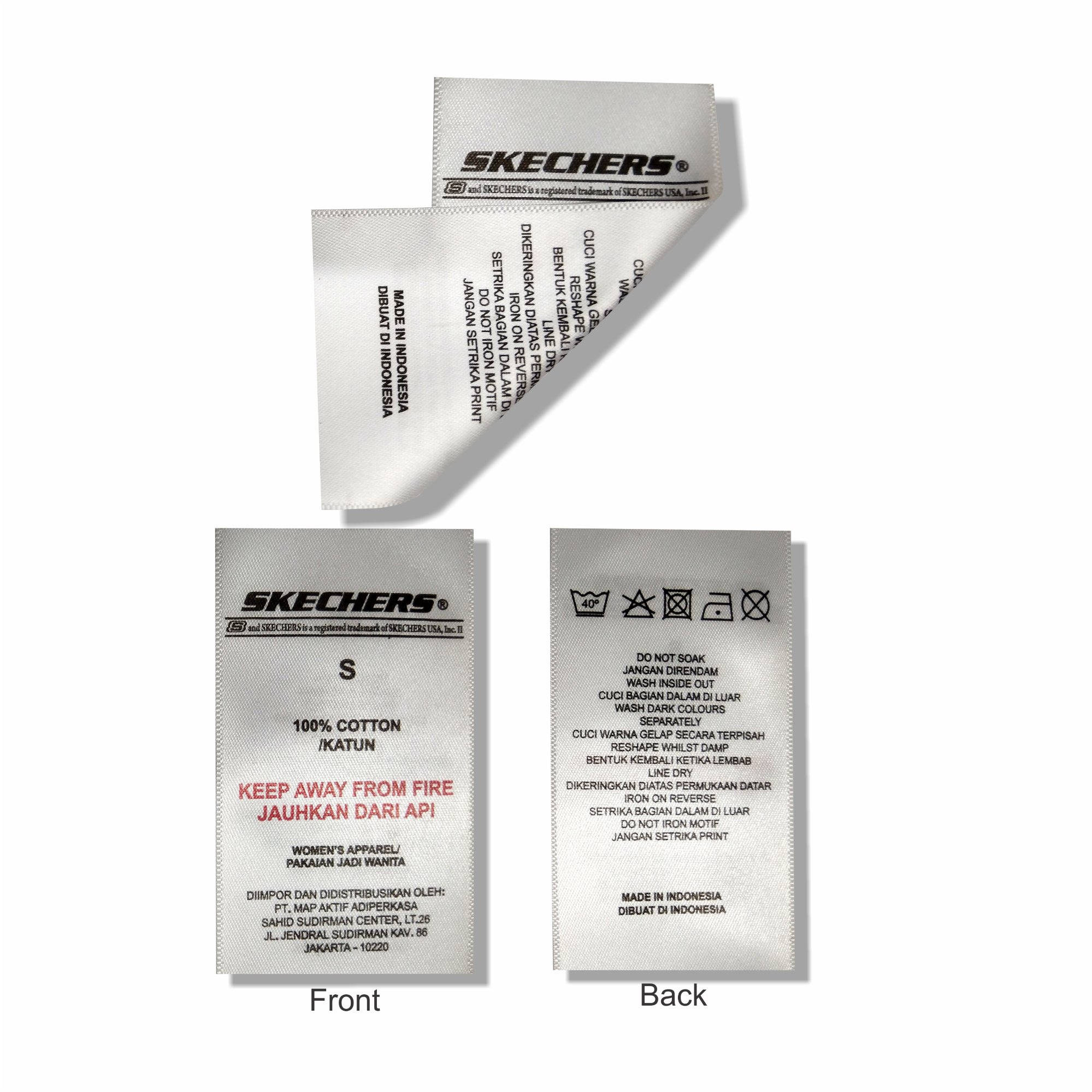 Double sided woven label front and back