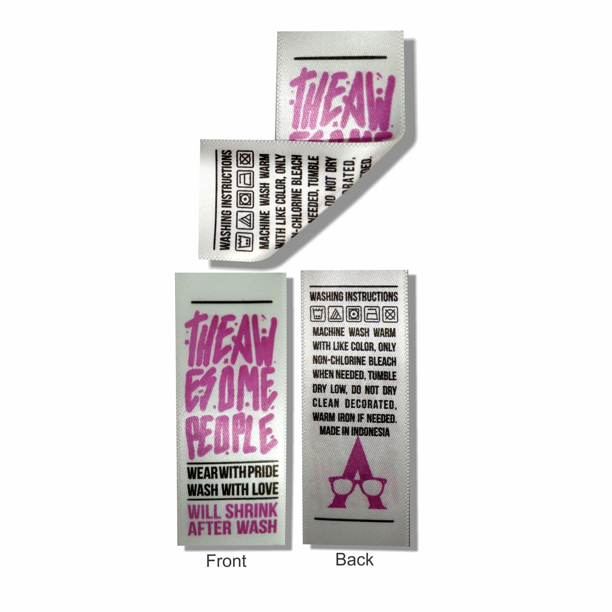 Double sided printed woven edge label