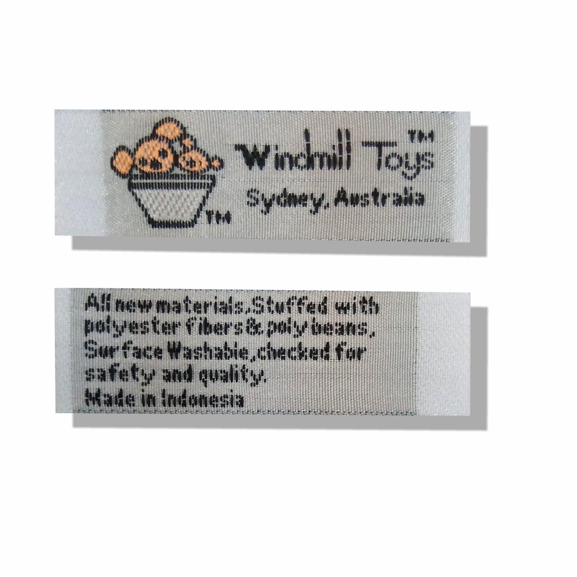 Double sided satin label front and back